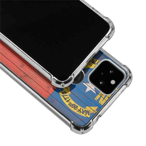 North Carolina Flag Dark Wood Google Pixel 5 Clear Case